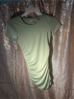 Contour Olive Green Ruched Short Sleeve Dress